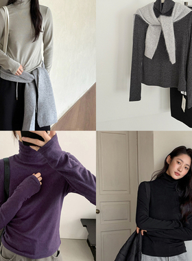 T.G-多色基础百搭磨毛内搭高领打底长袖T恤25934