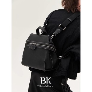 BK彼刻飞耳双肩包M号帆布宽肩带单肩斜挎多种背法Briskerblack
