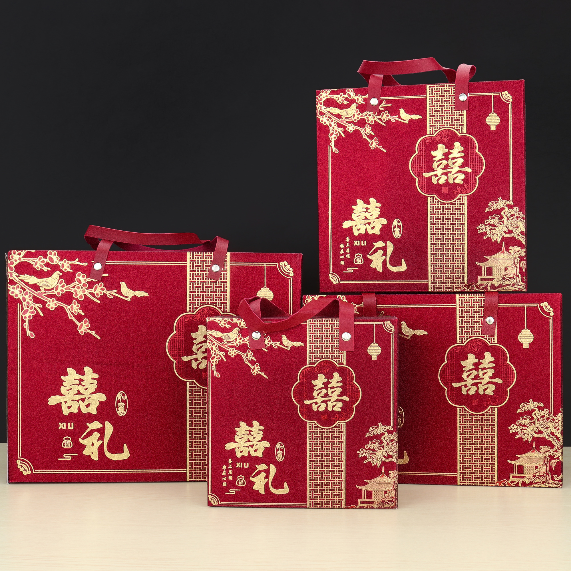 结婚喜糖盒手提伴手礼盒大号婚礼喜糖袋高级感回礼品包装盒子空盒