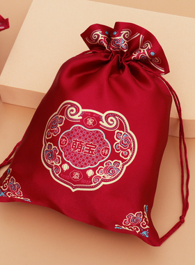 宝宝出生满月喜糖袋子红色布袋回礼糖果袋百日生日伴手礼袋喜糖盒