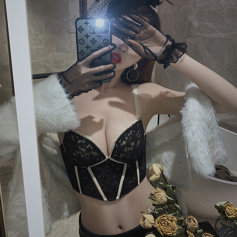 鱼骨法式】乳胶内衣女小胸聚拢新款爆款纯欲套装可外穿背心式