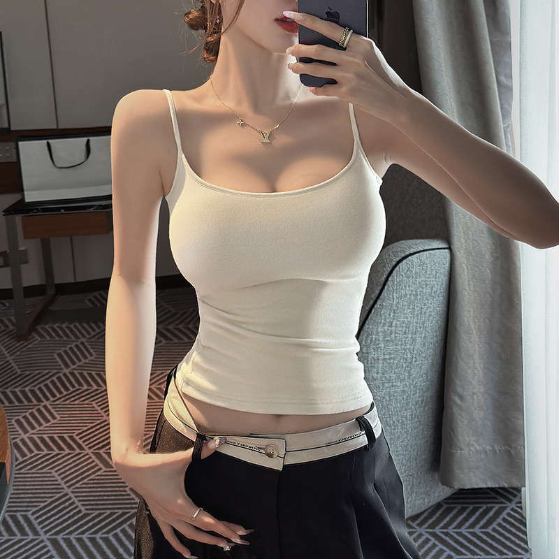 磨毛保暖吊带背心女2024秋冬季新款带胸垫外扩显大漫画胸型可外穿,女士内衣/男士内衣/家居服,保暖背心,淘宝优惠券,粉丝福利购,淘宝优惠卷