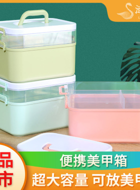 美甲工具箱大容量可放光疗机甲油胶手提式多层桌面收纳盒美甲师用