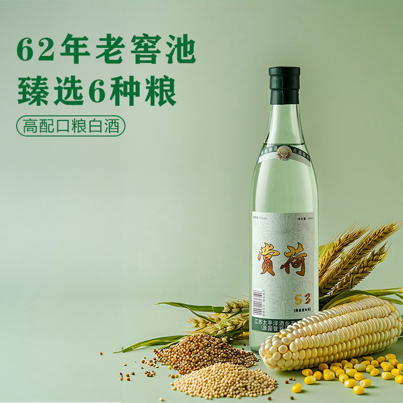 【两瓶】江苏名酒双洋赏荷绵柔型白酒42度纯粮食酿造固态法口粮酒