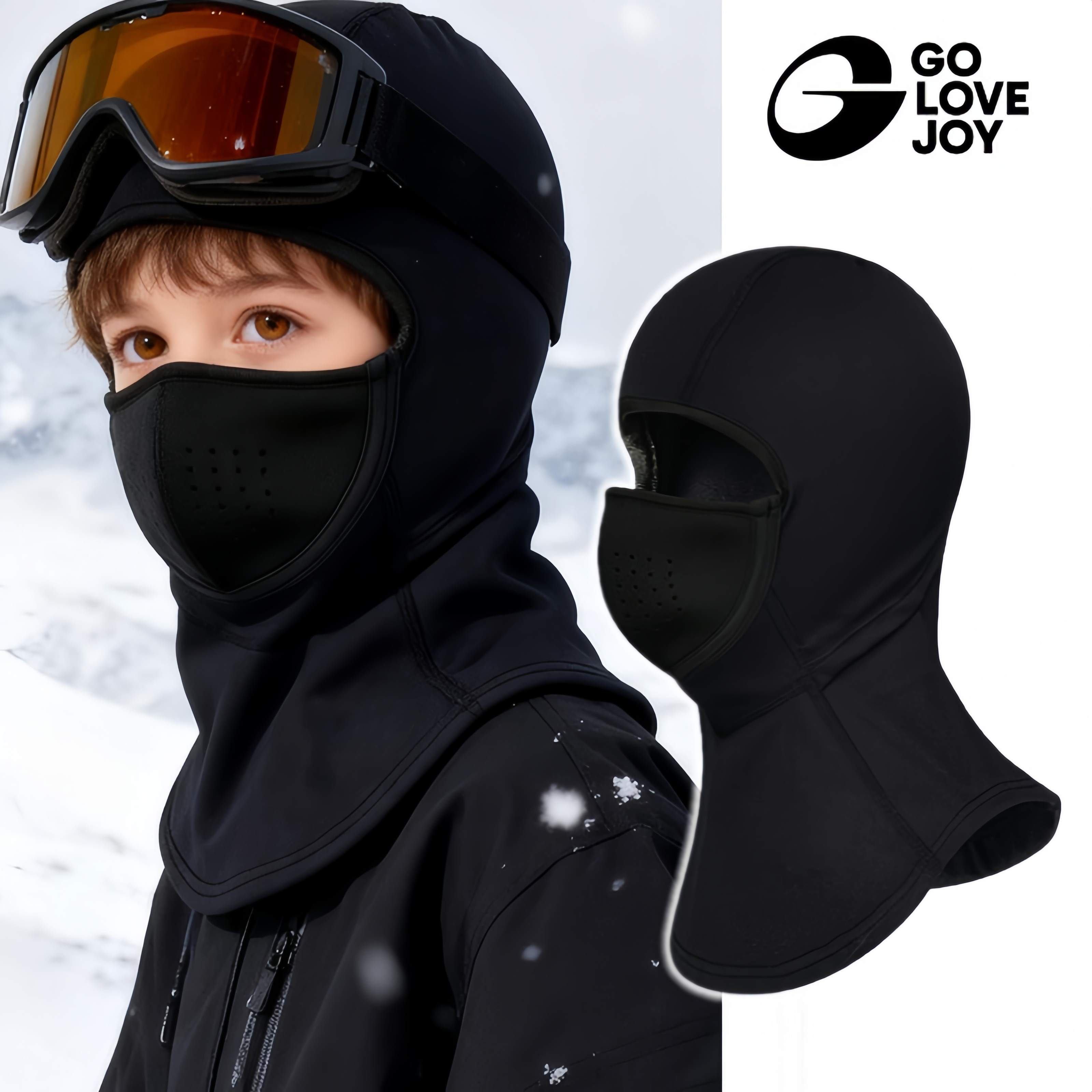 冬季儿童磁吸滑雪面罩护全脸保暖面具男女童骑行防风防寒加厚头套