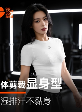 高乐捷健身衣服女速干紧身短袖跑步运动T恤高弹透气显瘦训练上衣