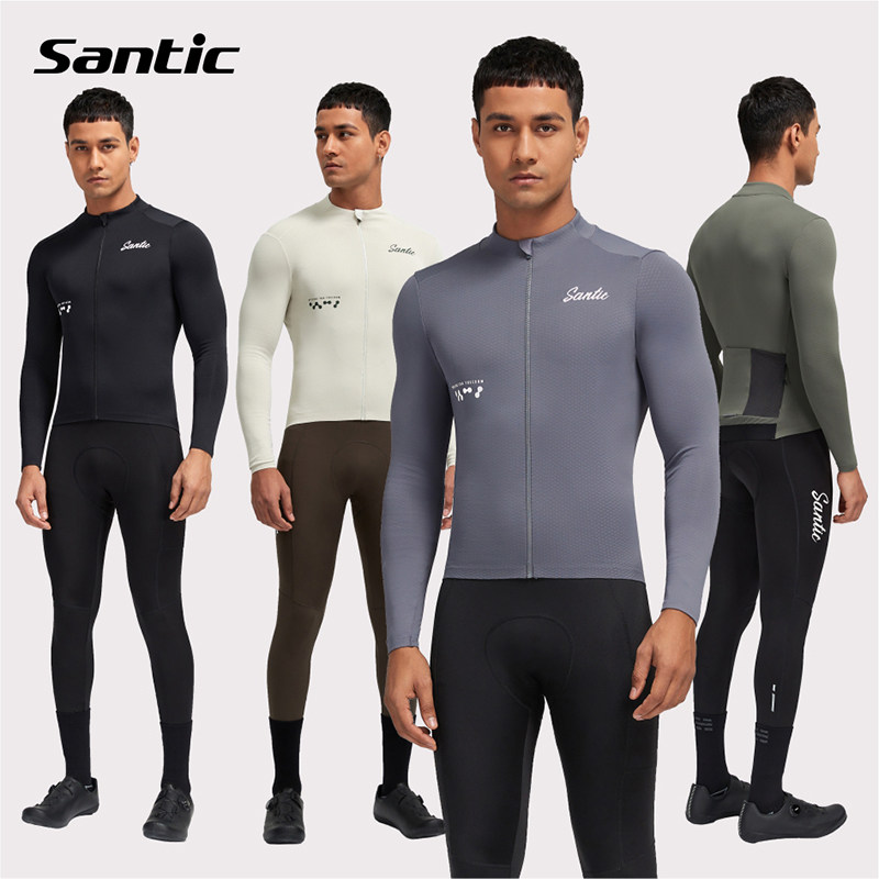 Santic森地客薄绒控温外套春秋冬季保暖骑行服男公路自行车单车服