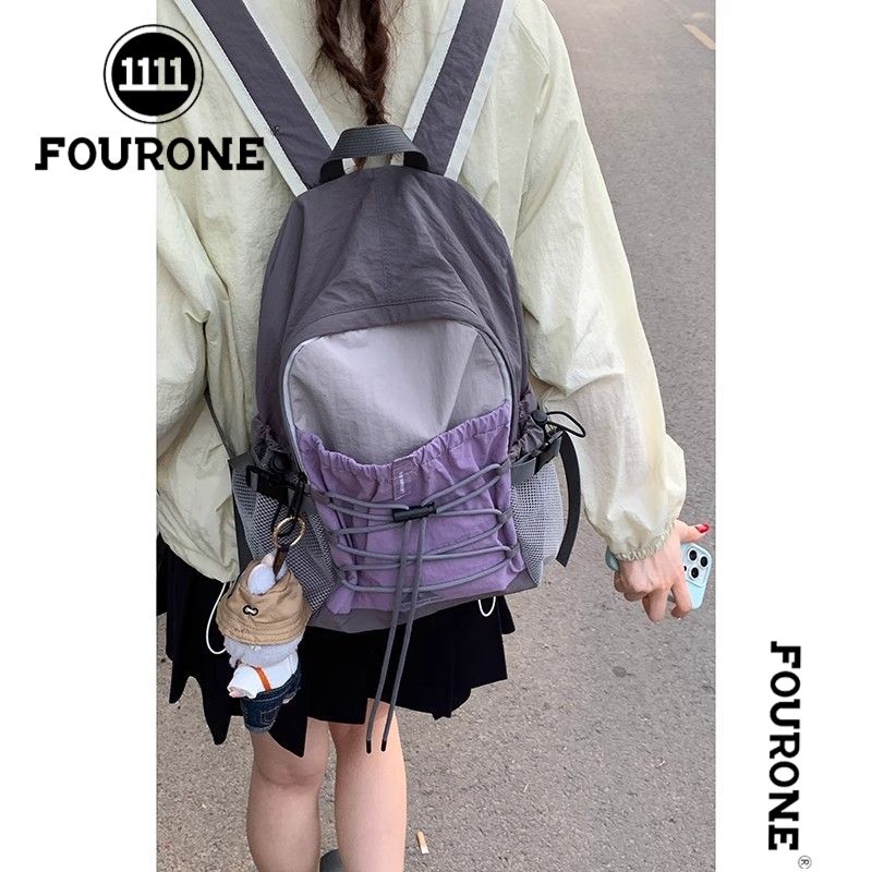 FOUR ONE户外双肩包包女潮时尚帆布背包休闲大容量登山包学生书包