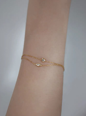 惊小鸿S925纯银镀14K金马眼镶钻手链女 小众设计轻奢三角形手饰