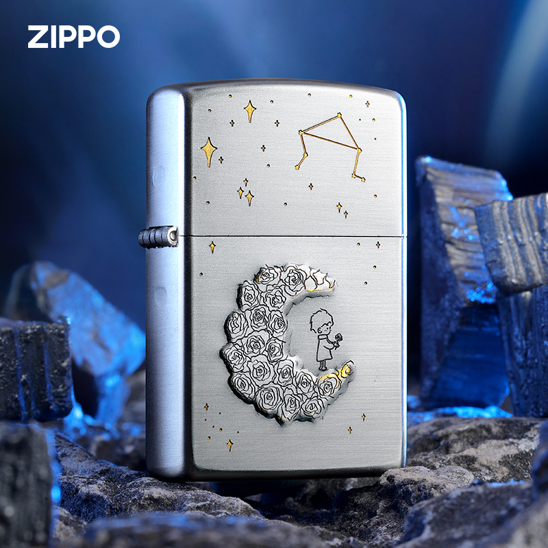 Zippo打火机送男友礼物 正版防风煤油打火机定制刻字爱之所向玫瑰