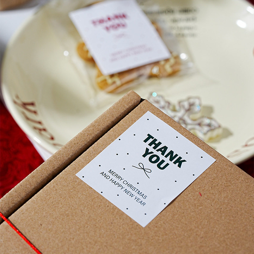 圣诞节氛围感贴纸60贴简约感谢贴纸礼品盒装饰标签手账贴纸装饰贴
