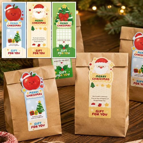 圣诞节烘焙礼品包装贴纸Merry Christmas圣诞贴纸礼盒长条封口贴