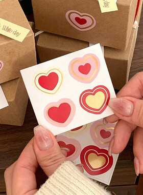 爱心贴纸160贴红色烫金百搭款情人节礼物包装贴纸ins粘纸包装粘纸
