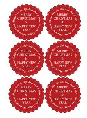 120贴红色新年贴纸圣诞节happy new year装饰贴纸 diy礼物封口贴