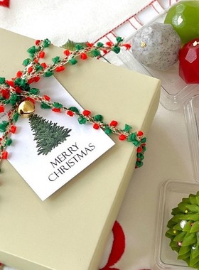 ins圣诞节装饰丝带 diy包装礼物绳子毛球伴手礼包装打包缎带彩带