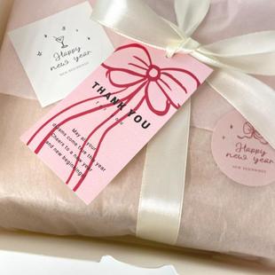感谢卡100片方形thank you标签卡片商场礼品包装丝带挂牌装饰吊牌