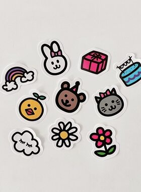100贴韩式ins风卡通装饰不干胶贴纸 diy甜品奶茶曲奇饼干粘纸画贴