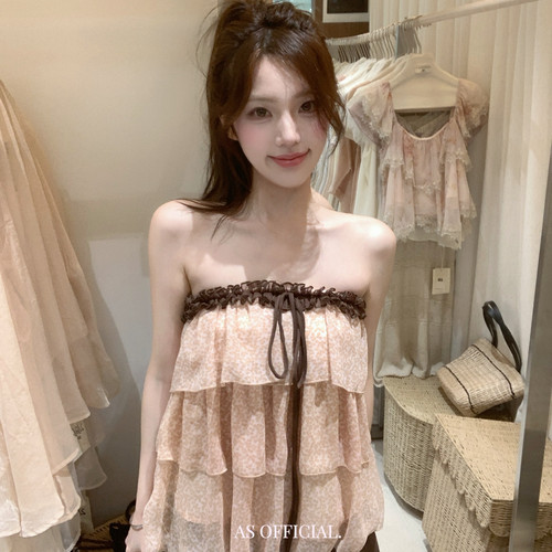 AS OFFICIAL-昭和小嗲精古早少女必眼入doll感碎花撞色荷叶28237