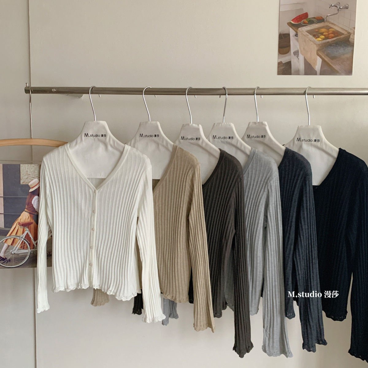 MSTUDIO漫莎-秋上新钩花边针织开衫套头两穿毛衣针织开衫m26375
