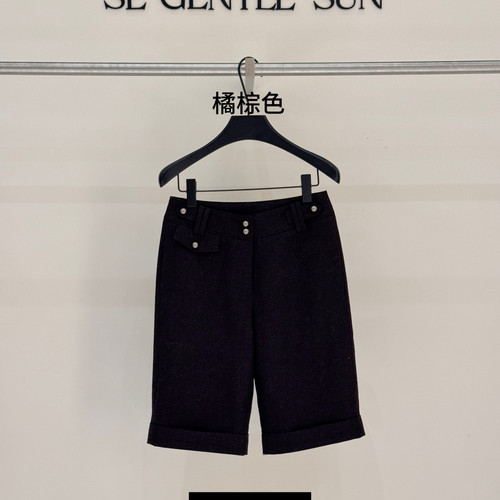 SE GENTLE SUN-SE黑标静野节拍静奢质感排扣直筒羊毛卷边中85597