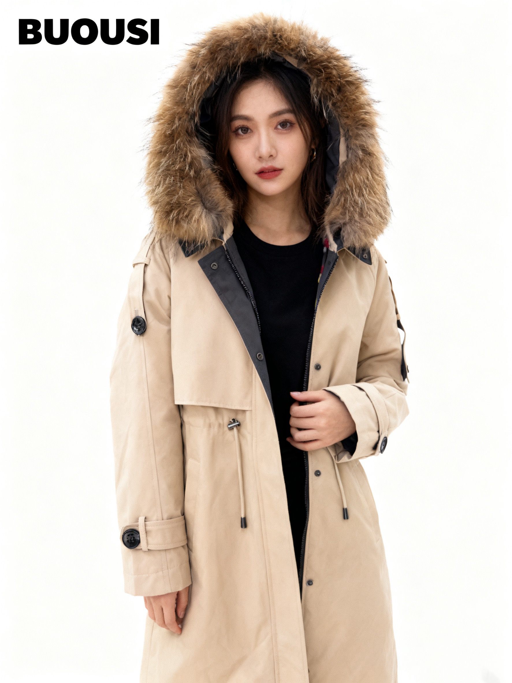 断码清货 皮草派克服女2025新款冬季可拆卸内胆棉衣棉袄加厚外套