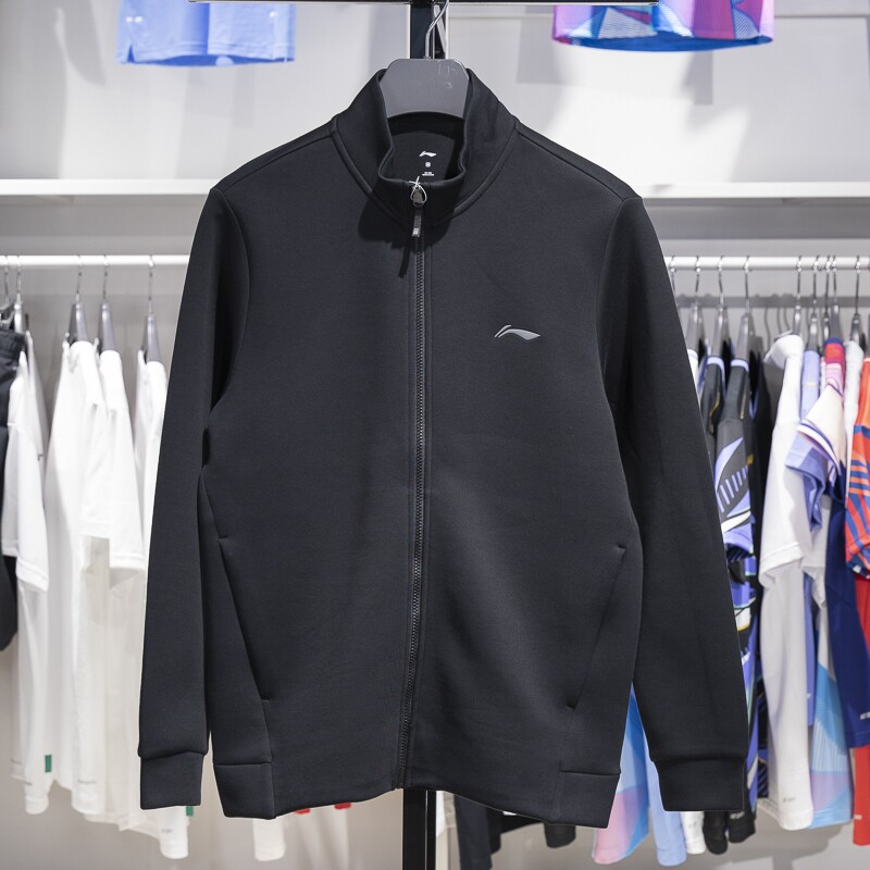 李宁开衫无帽卫衣2024春季新款健身系列男子舒适立领外套AWDU125