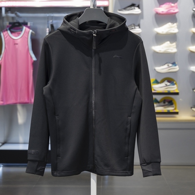 李宁开衫连帽卫衣2024秋季新款男子健身系列休闲运动外套AWDU867