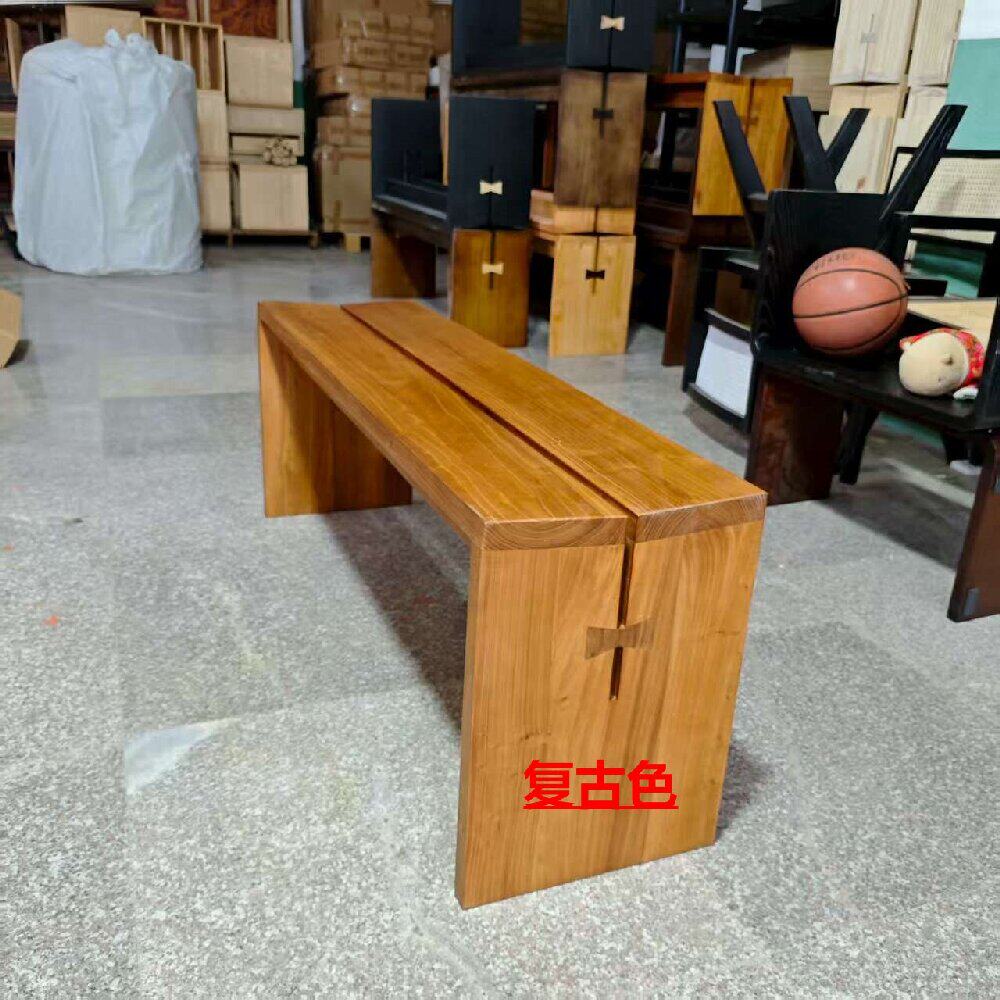 日式蝴蝶条凳实木长条凳卧室床尾凳原木餐桌家用客厅长板凳设计感