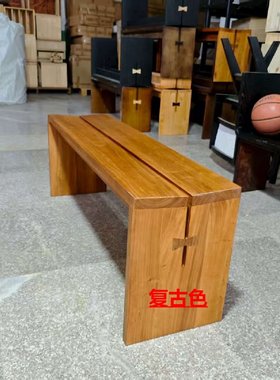 日式蝴蝶条凳实木长条凳卧室床尾凳原木餐桌家用客厅长板凳设计感