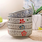 日式 面碗米饭碗 韩式 和风4.5英寸5.75英寸矮碗蒸饭碗 釉下彩手绘