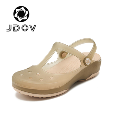 JDOV洞洞鞋女款新款防滑外穿厚底拖鞋果冻包头防臭沙滩鞋凉鞋夏款