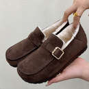 乐福鞋女冬季新款加绒加厚毛毛鞋百搭豆豆鞋一脚蹬防滑保暖妈妈鞋