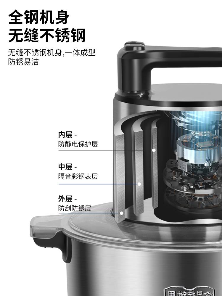 6L/10L绞肉机商用大容量10升功率碎菜机不锈钢打多功能料理机纯铜