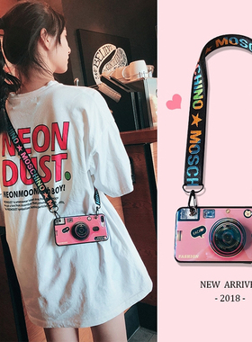 网红适用苹果6/7/8plus手机壳iPhone11pro/Max照相机6s可斜挎Xs女