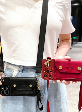 新年红色零钱包适用Reno13pro斜挎背带OPPOReno13挂绳findx8插卡A3Pro卡包A2/A1x新款reno10手机壳reno11pro