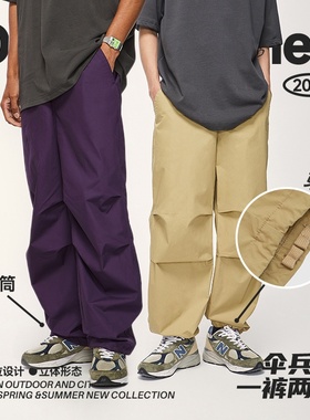 inflation美式街头U家同款阔腿伞兵裤潮流个性两穿宽松工装裤男女