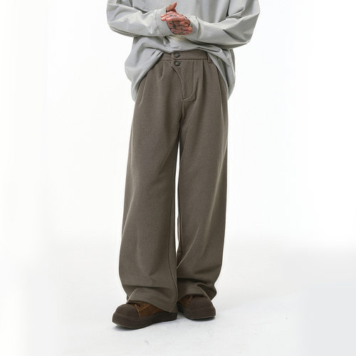 inflation 异形襟双排扣阔腿裤25秋季新品潮牌宽松百搭老钱西裤男