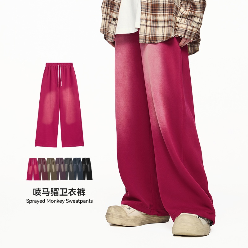 inflation 喷马骝卫衣裤2025秋季新品美式渐变垂感阔腿运动裤情侣