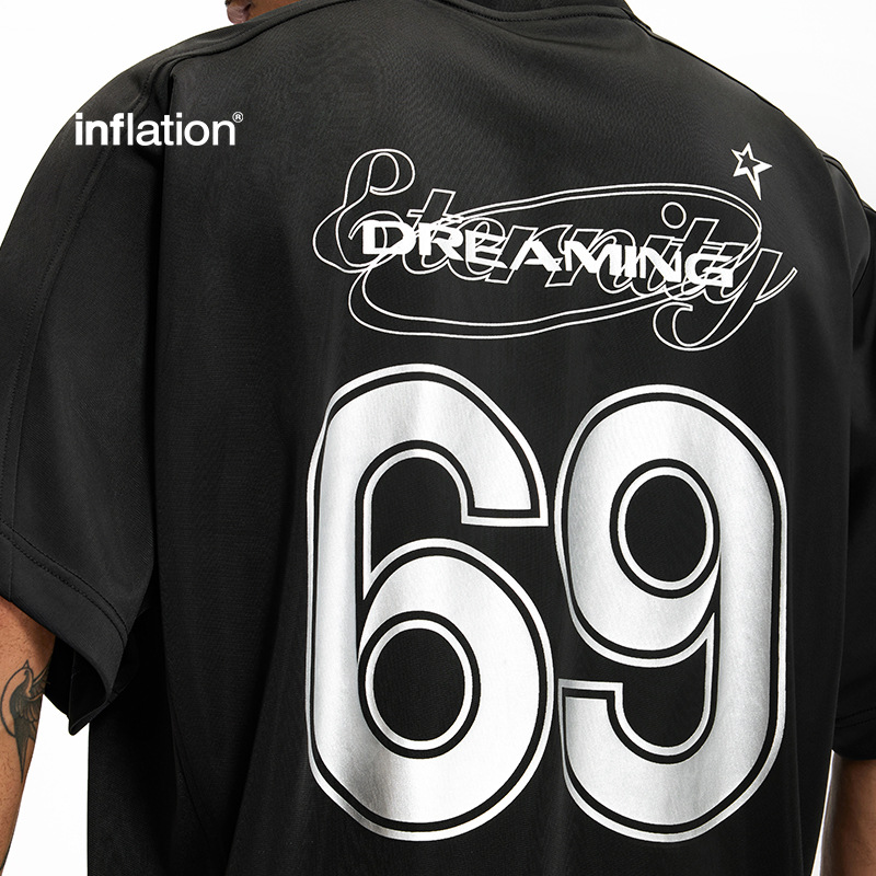 inflation美式复古运动烫银T恤2025春夏新品JerseyFit泽西风短袖