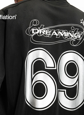 inflation美式复古运动烫银T恤2025春夏新品JerseyFit泽西风短袖