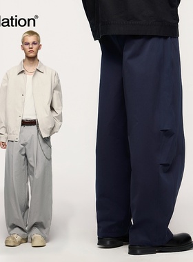 inflation 美式街头弹力褶弯刀工装裤秋冬新款复古剪裁分割休闲裤