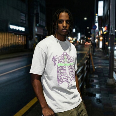 inflation美式街头双重变色印花短袖26春夏新潮重磅宽松落肩T恤男