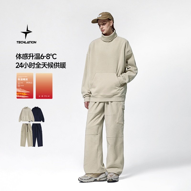 捷展男装|恒温摇粒绒卫衣运动套装2025春季新品轻奢休闲男女同款
