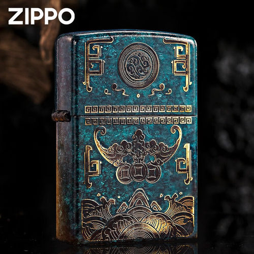 ZIPP0煤油打火机之宝 做旧青铜精雕招财纳福