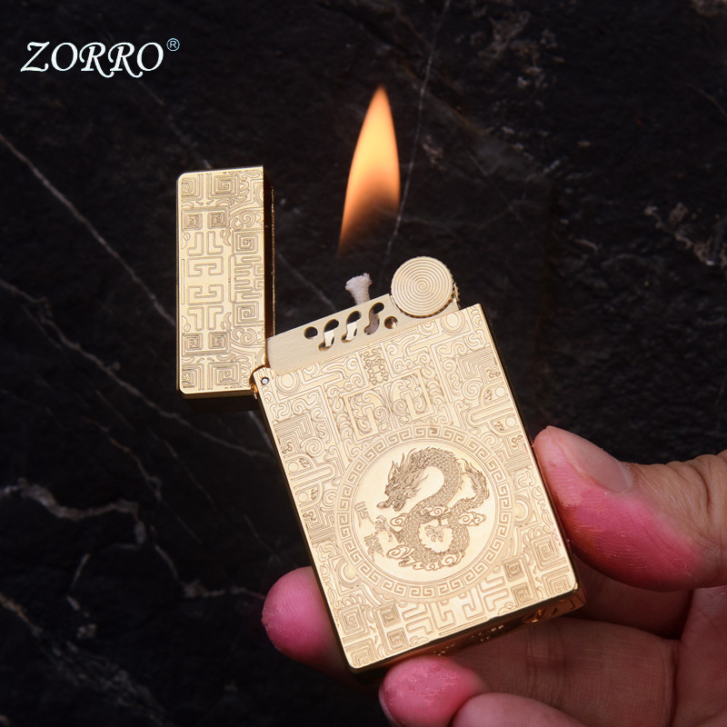 ZORRO佐罗十二生肖典藏版正品超薄纯黄铜朗声煤油镀金色 799生肖