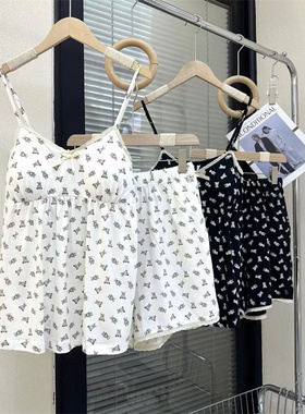 专柜同款佰伦世家睡衣女士夏季新款针织小熊吊带家居服24A25473