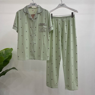 棉氨舒适亲肤短袖 特价 捡漏 卡丽尚夏季 女士家居服3518 翻领开衫