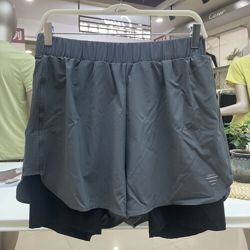 凯撒caser男士夏季薄款高弹户外假两件三分跑步运动速干裤AI06099