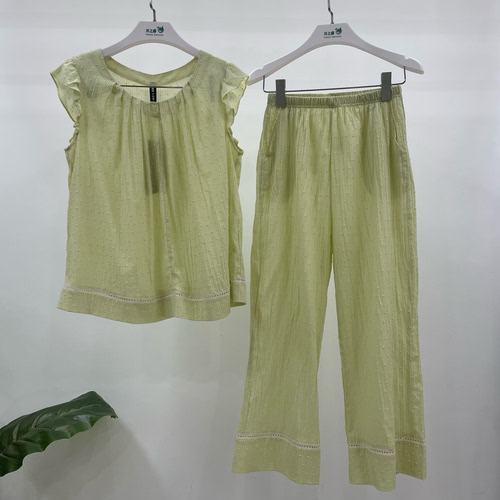随棉专柜正品26夏季新款全棉提花梭织小清新女无袖家居服DA26010