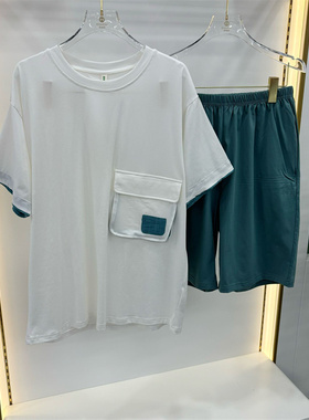 专柜同款随棉睡衣男夏新款樱花棉针织纯色短袖短裤家居服CA14069